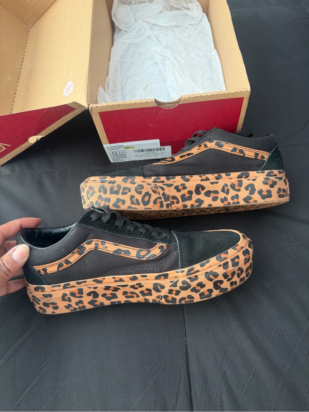 Vans Black Sneakers with Leopard Print Platform